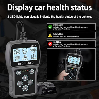 Bluetooth OBD2 Scanner Diagnostic Tool with Battery Tester: Check Engine Code Reader - Plug & Play with Live Data and Trip Analysis, Scan Tool for All OBDII Protocol Cars Since 1996
