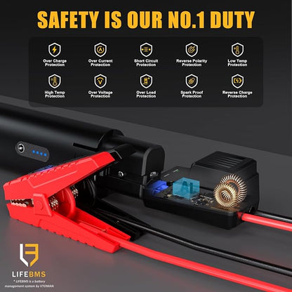 VTOMAN Portable Replacement Jumper Cable,10 Safety Protections 12V Car Booster Clamp Cable for X1,X3,X5,X7,V10,V10 Pro Jump Starter, Car Jump Start Battery Booster Cable