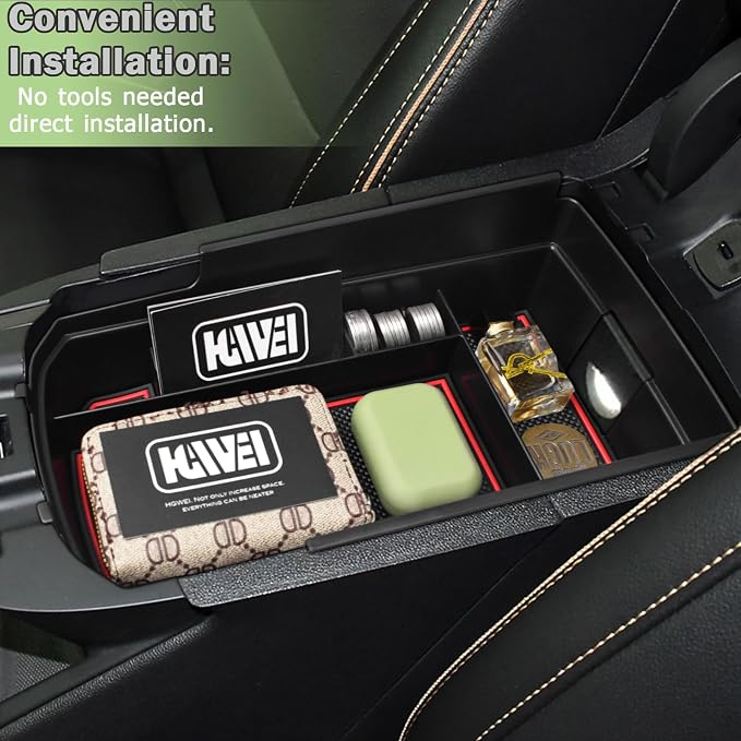 HGWEI Center Console Organizer Compatible with GMC Terrain 2018-2024 Interior Accessories Terrain SL/SLE/SLT/AT4/Denali Middle Insert Tray Armrest Storage Box with Coin Holder (NOT FOR 2025-2026) Red