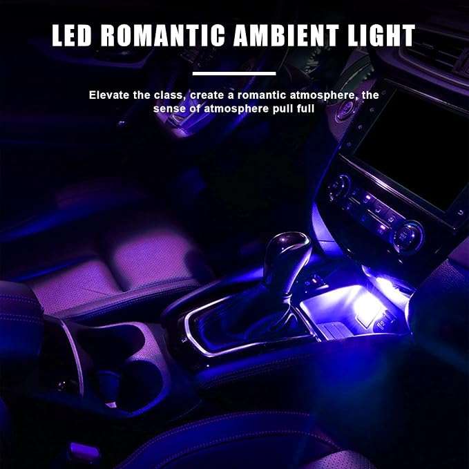 4 PCS USB LED Car Interior Atmosphere Lights, Plug-in USB Automotive Interface Charging Night Lamps, Mini Vehicle Interior LED Atmosphere Light for Car, Bedroom, Hallway (Blue)