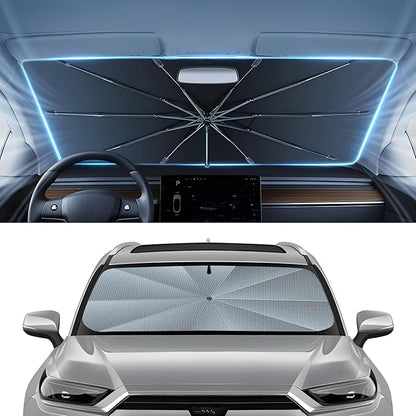 Autorder Windshield Sun Shade Umbrella for 2020-2026 Toyota Highlander Accessories,Upgraded Ice Crystal Material,Easy Setup Umbrella Sunshade for Car Windshield,100% Sun Blocking