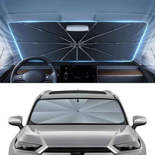 Autorder Windshield Sun Shade Umbrella for 2020-2026 Toyota Highlander Accessories,Upgraded Ice Crystal Material,Easy Setup Umbrella Sunshade for Car Windshield,100% Sun Blocking