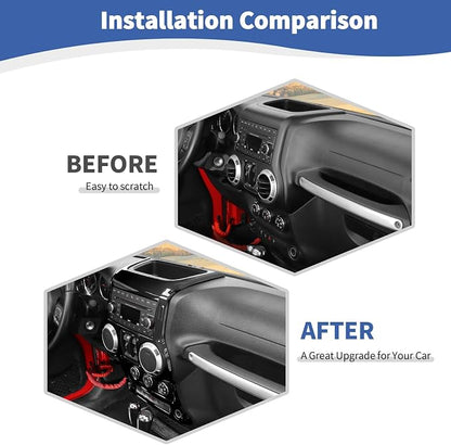 RT-TCZ for Jeep JK Black Dash Accents Radio A/C Controls Cover Trim for Jeep Wrangler JK JKU 2011-2017 ABS Interior Accessories 2pcs