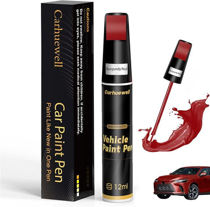 Red Touch Up Paint for Cars, Auto Car Paint Touch Up Paint Pen for Deep Scratches, Car Scratch Repair Pen, Quick and Easy Solution to Repair Minor Automotive Scratches (Burgundy Red)