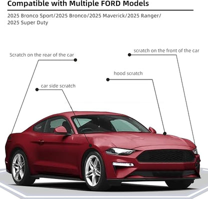 Ruby Red Metallic Tinted Clearcoat(RR) Car Paint Touch Up Pen for Ford,2-In-1 Color Accurate Touch Up Car Scratch Repair Paint Exact Match Ford Series Automotive Scratch Remover for Nicks&Chips Repair