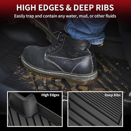 LASFIT Floor Mats for Volkswagen VW Tiguan 2018-2024(Fit 5 Seats), All-Weather Protection TPE 1st & 2nd Row Car Liners for VW Tiguan, Easy to Clean, Black