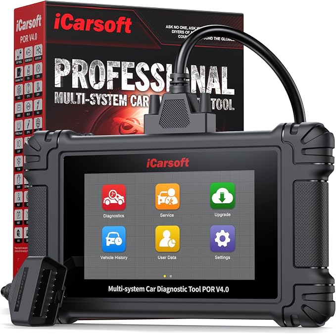 iCarsoft POR V4.0 Bidirectional Diagnostic Tool for Porsche + 2 Extra Car Brands, OBD2 Scanner with 1333 Test Items/ 29 Services (177 Subservices)/ 66 Extra Services/Battery Registration-Free Update