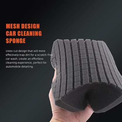 SPTA Ultra Safe Sponge, 3Pcs Car Wash Sponge Latest Foam Technology Safe for All Types of Paint and Wheel Finishes, Easy to Hold Ergonomic Grip for Wash Bucket and Rinseless Washing, Gray -MT045B3