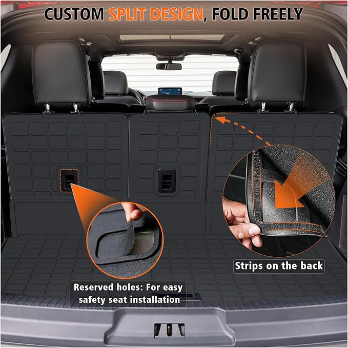 All Weather Car Floor Mats Cargo Liner with Backrest Mat for 2025 Ford Expedition Max 7 Seats, TPE Rubber Liners Full Set Automotive Mats for 2025 Expedition Max Accessories