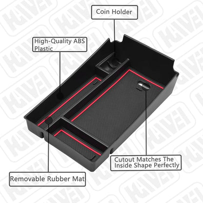 HGWEI Center Console Organizer Tray Compatible with Honda HRV 2023 2024 2025 2026 2027 Accessories, Armrest Storage Box for HRV EX/EX-L/LX/SE/Sport/Touring, Red Trim