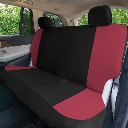 Universal Fit Chevron Flat Cloth Car Seat Covers Full Set - Burgundy