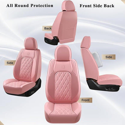 Coverado Front Seat Covers, Luxury Faux Leather Seat Covers for Cars, Pink Car Seat Covers, Car Seat Protector Waterproof, Automotive Interior Accessories Universal Fit for Most Sedans, SUVs, Trucks