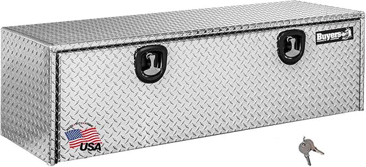 Buyers Products 1705140 Diamond Tread Aluminum Underbody Truck Tool Box, 24 x 24 x 48, Made in USA, .100 in. Thick, Corrosion Resistant, Locking Compression Latch, Secure Storage for Work Trucks