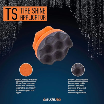 Suds Lab TS Tire Shine Applicator – Reusable Foam Tire Dressing Applicator Pad, Tire Shine Brush, Ideal for Car Tire Shine Gel, Tire Balm, Tire Cleaner, and Tire Applicator Sponge for even application