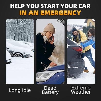 10-in-1 Portable Car Battery Jump Starter with Air Compressor, Jump Starter 6000A 26800mAh 160PSI (All Gas/12L Diesel), 12V Jump Box Car Battery Jumper Starter Portable Jumper Cables, Lights