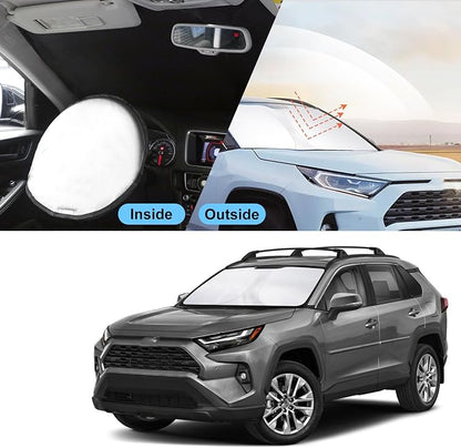 TINGLU Sun Shade for Toyota RAV4 RAV-4 2019-2025 2026 Accessories Windshield Sun Shade Window Shade UV Rays Protection Sun Visor Cover with Steering Wheel Sunshade Storage Bag