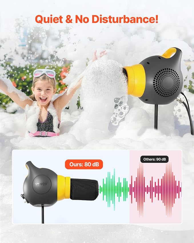 VEVOR Foam Machine, 115 W Party Foam Cannon, Portable Foam Maker with a Tripod Stand, Powerful Foam Party Machine, for Backyard, Pool, Outdoor Events, Birthdays, Celebrations and Party, Grey & Yellow