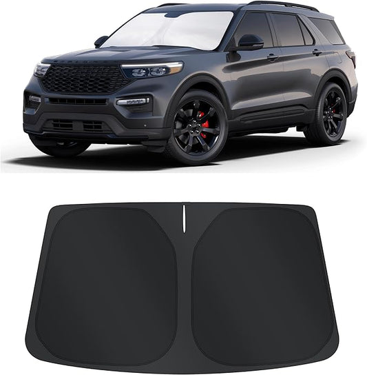 TINGLU Sun Shade for Ford Explorer 2020-2025 2026 SUV,ST XLT,Limited,Platinum Accessories Windshield Sun Shade Window Shade UV Rays Protection Sun Visor Cover with Steering Wheel Sunshade Storage Bag