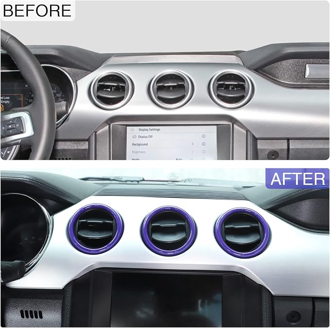 RT-TCZ Center Console Air Conditioner Outlet Vent Trim Cover Ring Interior Accessories for Ford Mustang 2015-2022,3PCS (Purple)