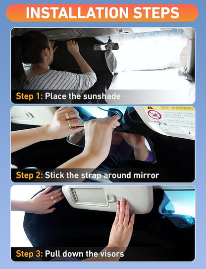EcoNour Windshield Sunshade Compatible for Nissan Leaf 2011-2015 2016 2017, Sun Visor for Front Windshield & Window Sun Shade Cover, UV Heat Blocker & Protector, Car Accessories
