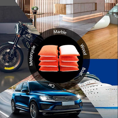 SPTA Car Interior Scrubbing Sponge, 8Pcs Scrub Ninja, Microfiber Car Wax Applicator, Car Wash Sponges for Car, Boat, Wood, Marble and Motorcycle, 6in x 3.3in x 0.8in