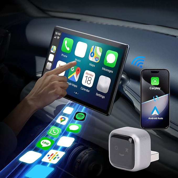 Wireless Adapter, Wired to Wireless Dongle for Android, Plug & Play, Auto Connect, WiFi Fast Stable Connection, with USB, USB C Port