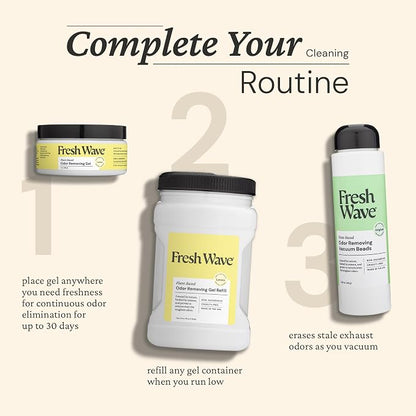 Fresh Wave Lemon Odor Removing Gel, 7 oz., Pack of 3 - Safer Odor Absorbers for Home, Natural Plant-Based Odor Eliminator, Every 7 oz. lasts 15-30 Days, For Cooking, Trash & Pets