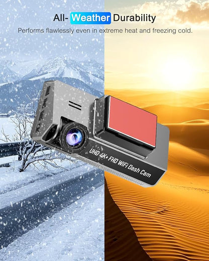 Dash Cam Front 4K Built-in 5GHz WiFi with CPL, Dash Camera for Cars with 64GB SD Card, App Control, 3.69" IPS Screen Dashcam with UHD 2160P, Night Vision, Loop Recording, Parking Mode, 170°Wide Angle