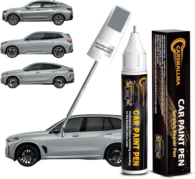C4P Brooklyn Grey Metallic Car Touch Up Paint for BMW, Color Accurate Car Paint Scratch Repair Pen Kit Quick & Easy Fix Vehicle Chips and Automotive Nicks Scuff
