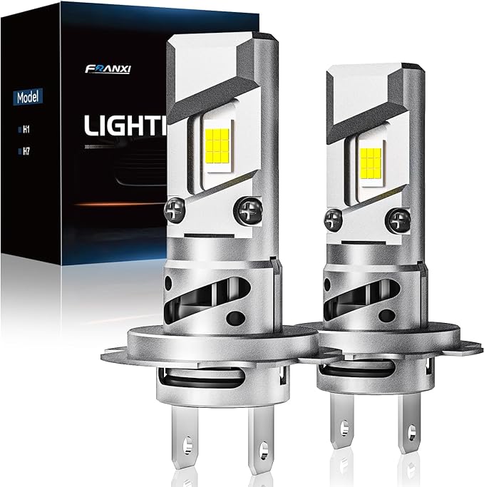FRANXI H7 Bulbs, Super Bright Lights 6000K Cool White, 1:1 Size Design with Cooling Fan Accessory Light, Plug and Play, Pack of 2