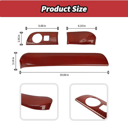 JeCar for Durango Red Carbon Fiber Interior Center Console Dash Panel Trim Fit for 2014-2020 Dodge Durango Interior Accessories (3pcs)