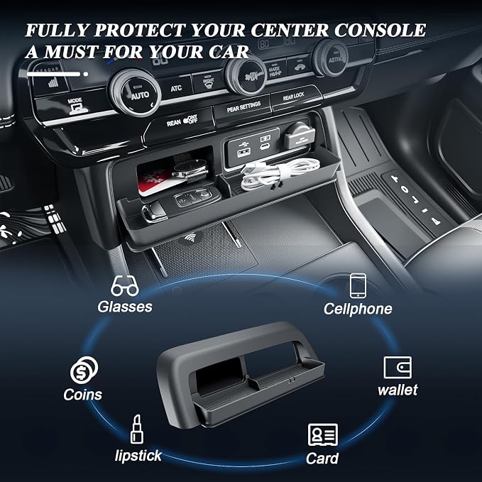 BIBIBO for New 2026 Honda Pilot Center Console Storage Drawer Tray 2026 Honda Pilot Console Organizer Under Navi Cubicle Extra Storage Box Drawer Silicone 2026 Honda Pilot Accessories