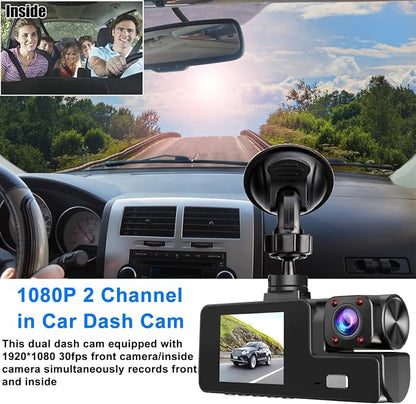 WiFi 1080P Dual Dash Camera for Car Front and Inside Dashcam Car Security Video Recorder,170°Wide Angle Vehicle Cam,WDR,G-Sensor,Loop Recording,Night Vision (WiFi Dual Dash Cam Without Card)