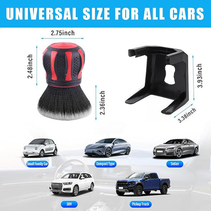 Ziciner Ultra Soft Detailing Brushes, Car XL Synthetic Brush Comes with Storage Rack, Auto Interior Dusting Brush Cleaning Tool Covers Large Area Inside or Outside Vehicles (Red)
