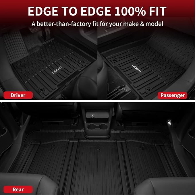 LASFIT Floor Mats for Toyota Sienna 7 seats 2021-2026 (Only for 7 Seat & Not Fit 2025 2026 Platinum Edition) All Weather TPE Custom Fit Floor Liner for Toyota 7 passenger Front and Rear Car Mat, Black
