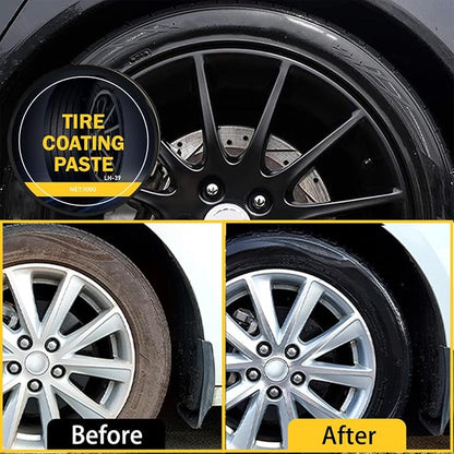 Tire Shine Paste - Black High Gloss Dressing, Tyre Coating Gel, Automotive Waxing Tool, Durable Vehicle Finish | Ideal for Car Motorcycle Truck Wheel Rim Cleaning Renovation Maintenance Refurbishing