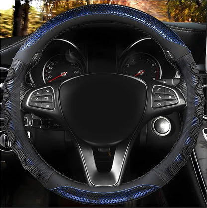 Car Steering Wheel Cover, 15 Inch Anti-Slip Steering Wheel Cover Protector with 3D Honeycomb Design, Universal Steering Wheel Covers for Truck SUV, Car Accessories (Blue, Round Shape)