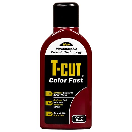 T-Cut Color Fast 3-in-1 Paint Restorer, Dark Red - Scratch Remover, Ceramic Car Wax & Color Enhancer - Removes Swirls & Oxidation, 17 oz