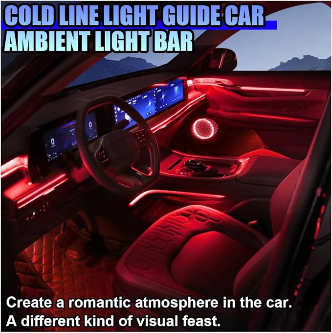 ZIMISI EL Wire Car Interior LED Strip Lights, 5V 16FT Neon Light Strip with Sewing Edge, USB Electroluminescent Car Interior Lights with Fuse Protection, Vehicle Ambient Lighting Decorations (Red)