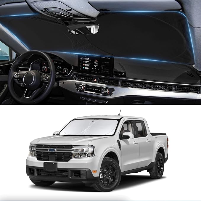 Sunshade for Maverick Windshield Sun Shade Custom-fit for 2020-2025 2026 Ford Maverick XLT, Limited, Platinum Accessories Foldable Window Shield Windshield Cover Sun Visor Protector Block UV