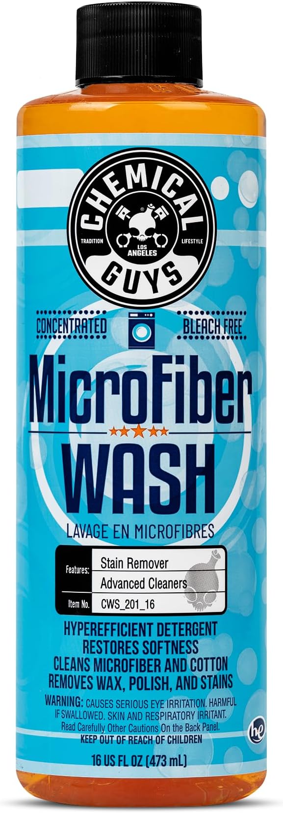 Chemical Guys Microfiber Cleaning Cloth and Car Wash Towel Detergent - Concentrated Cleaner for Towels, Microfiber Cloths, and Pads - Removes Dirt, Wax, Grease, Stains, Orange Scent - 16 oz | Microfiber-safe concentrate for towels, mitts, and pads; lif...