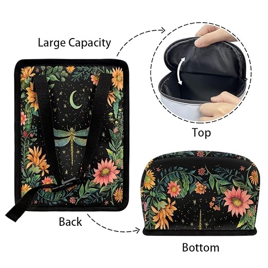 BIGCARJOB Dragonfly Car Trash Can Bin, Leak Proof Moon Floral Dragonfly Car Trash Bag, Hanging, Vehicle Trash Can for SUV Truck Van