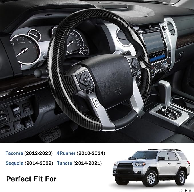 Fit for Toyota Steering Wheel Cover, Steering Wheel Cover for Tacoma(2012-2023) 4Runner(2010-2024) Tundra(2014-2021) Sequoia(2014-2022) Accessories (Glossy Black)
