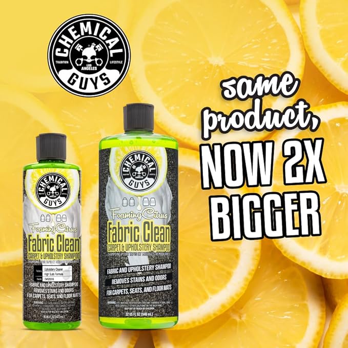 Chemical Guys Foaming Citrus Fabric Clean Carpet & Upholstery Cleaner (Car Carpets, Seats & Floor Mats), Safe for Cars, Home, Office, & More, Extra Large Size 32 fl oz, Citrus Scent - CWS20332