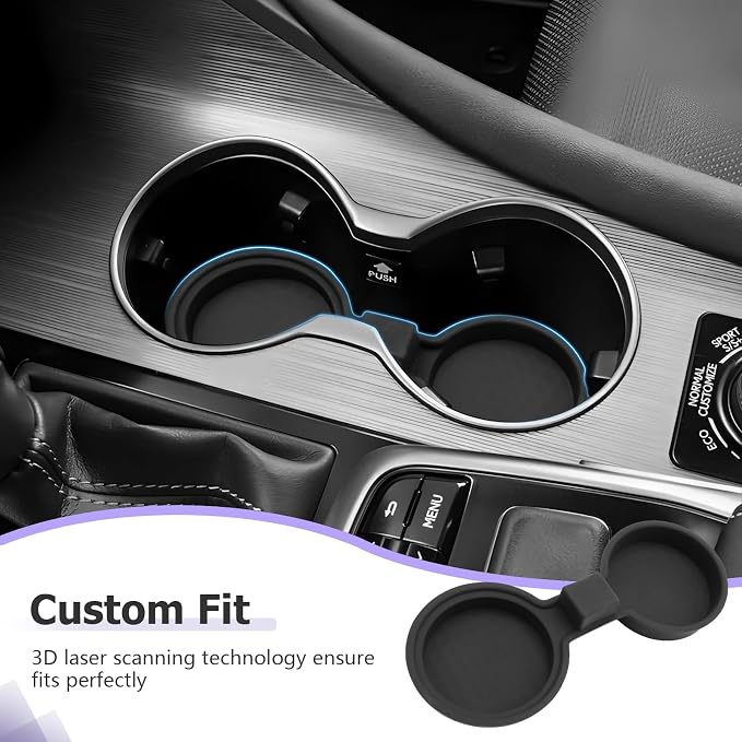 LUWU 2025 2026 RX350 Center Console Cup Holder Compatible with 2024 2025 2026 Lexus RX350/RX450/RX500 Accessories Premium Silicone Cup Holder Mat Spill-Proof, Easy Install & Clean, Black