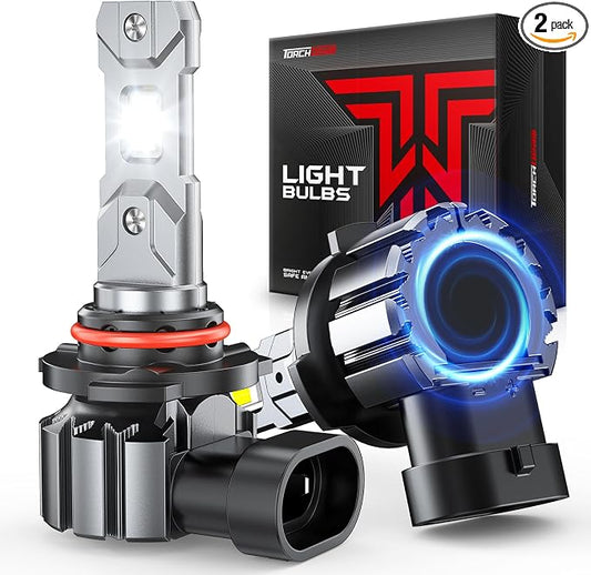 Torchbeam T1S 9005 2026 Model LED Light Bulbs, 45000LM 6500K Crystal White, 2-Pack