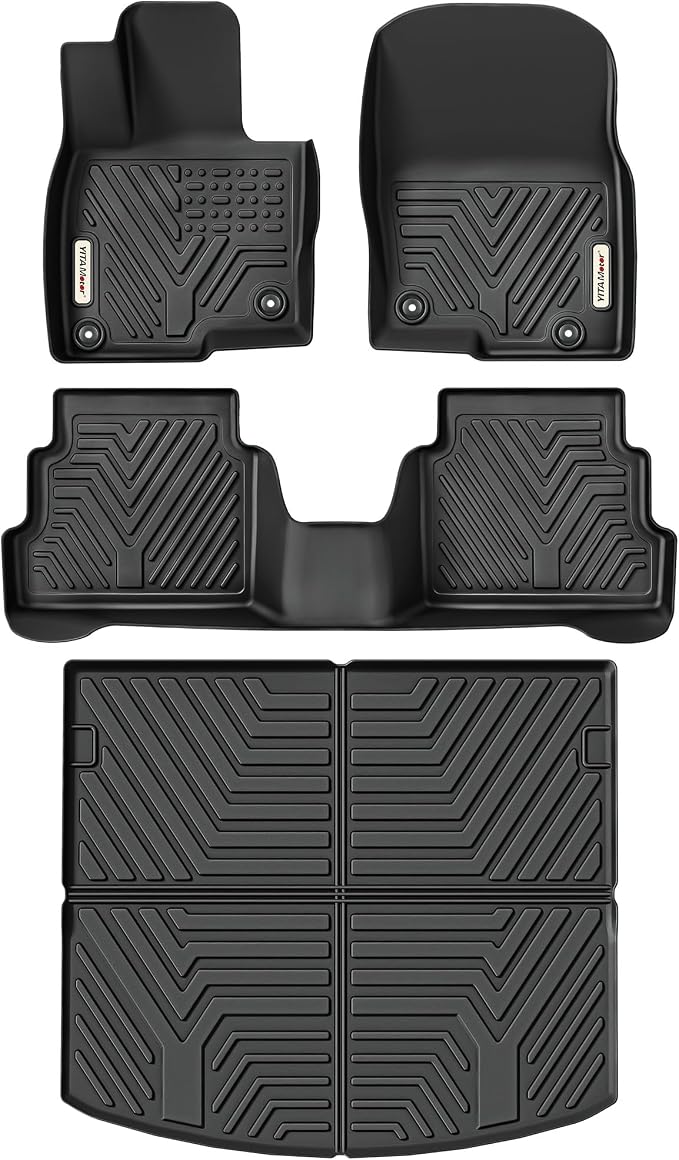 YITAMOTOR Floor Mats & Cargo Liner Fit for Mazda CX-5 2017-2025, TPE All Weather Custom Fit Floor Liners for Mazda CX5, 1st & 2nd Row and Trunk Liner Car Mats Set Accessories, Black