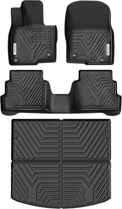 YITAMOTOR Floor Mats & Cargo Liner Fit for Mazda CX-5 2017-2025, TPE All Weather Custom Fit Floor Liners for Mazda CX5, 1st & 2nd Row and Trunk Liner Car Mats Set Accessories, Black