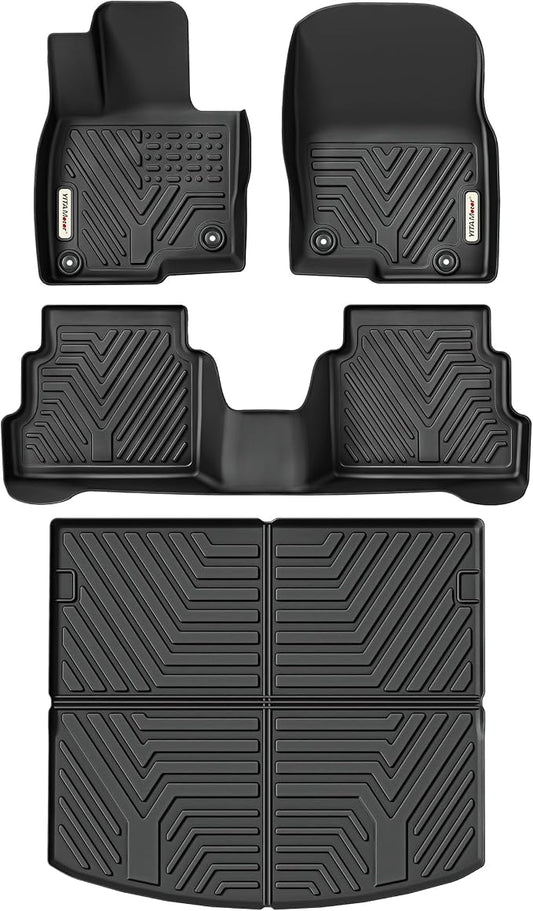 YITAMOTOR Floor Mats & Cargo Liner Fit for Mazda CX-5 2017-2025, TPE All Weather Custom Fit Floor Liners for Mazda CX5, 1st & 2nd Row and Trunk Liner Car Mats Set Accessories, Black