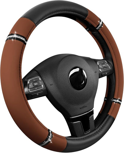 Road Comfort Leather Steering Wheel Cover – Premium Anti-Slip Car Steering Wheel Grip Cover – Universal Fit for 14.5”–15” Cars, Trucks & SUVs - Purple
